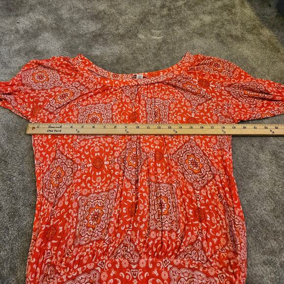 Lila Rose Size Small S Boho Blouse Top Red Rayon Spandex Boho Tunic Scoop Neck - Picture 8 of 9